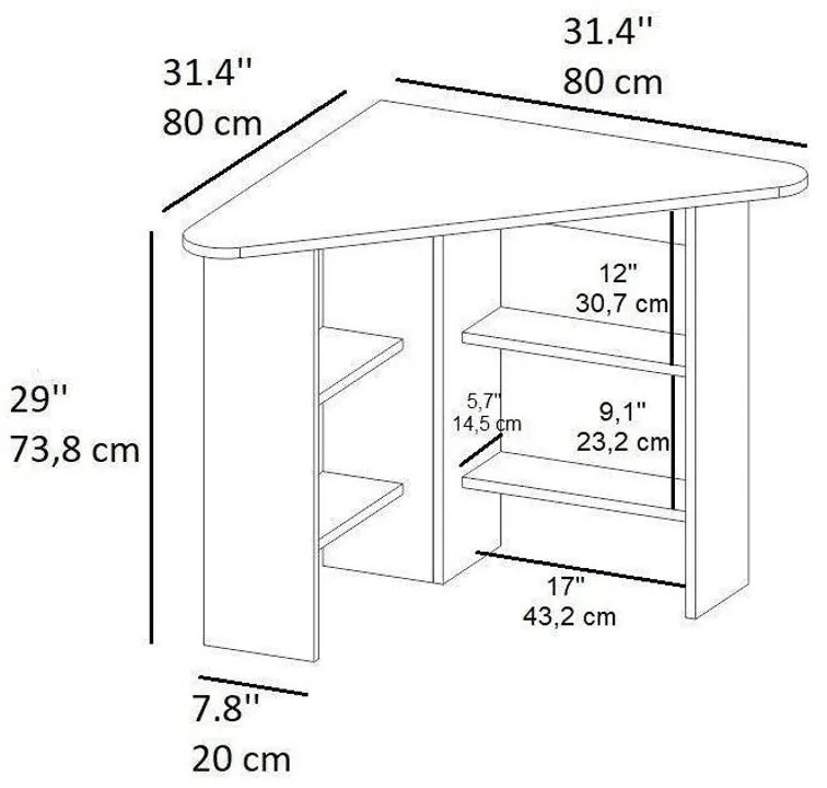 Íróasztal Corner - Diós