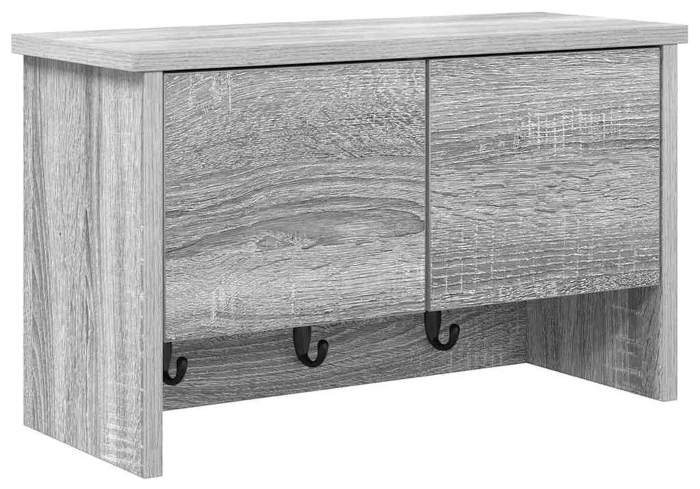 Fali Kabáthorog polcokkal Szürke sonoma 50 x 20 x 30 cm Faanyag