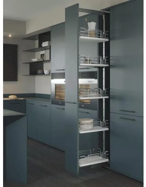 Konyhai fémrács, kamravasalat, 450mm, króm-fehér, teljes kihúzású, csillapított záródás, 1615-1915mm, 5 kosár SIGE, Infinity Line 260