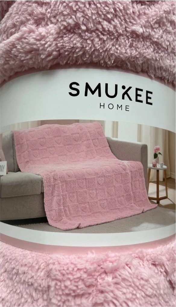 Dekoratív takaró Smukee poliészter 150 cm x 200 cm Szívecske