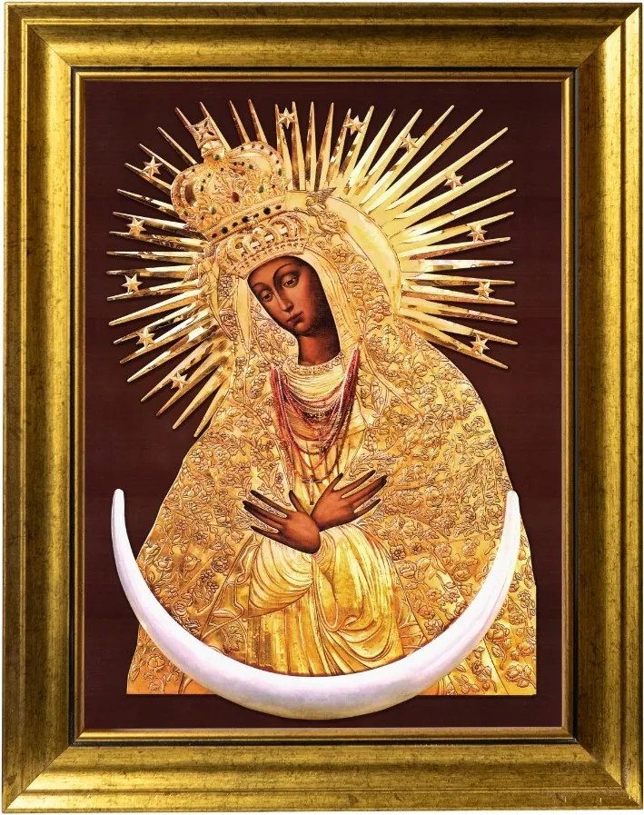 Mária-hegyi Szűzanya Szakrális Kép Arany Díszített Keretben 30X40