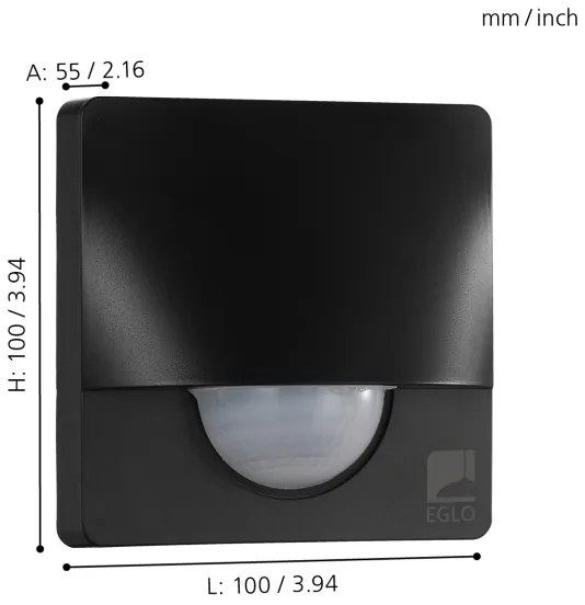 Eglo 97465 - Kültéri mozgásérzékelő DETECT ME 3 12 m fekete IP44