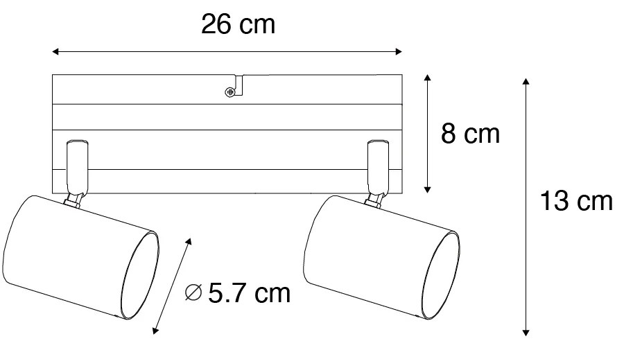 Okos mennyezeti spotlámpa fekete fa 2-lámpás állítható Wifi GU10 50mm - Jeana
