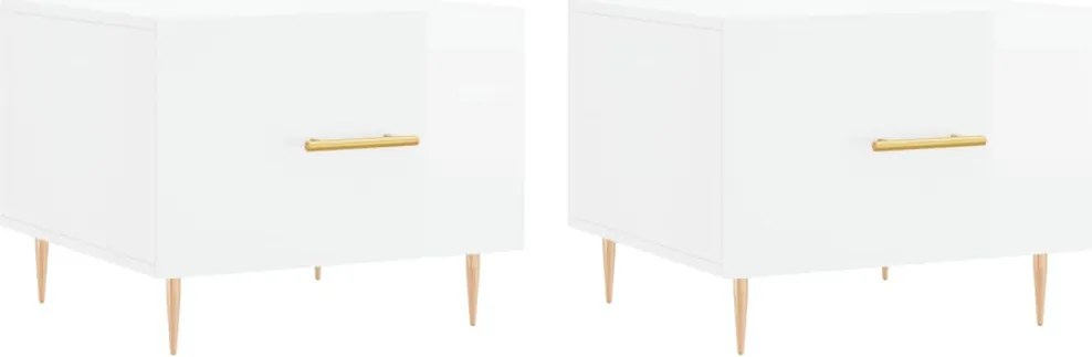 vidaXL 2 db magasfényű fehér szerelt fa dohányzóasztal 50 x 50 x 40 cm