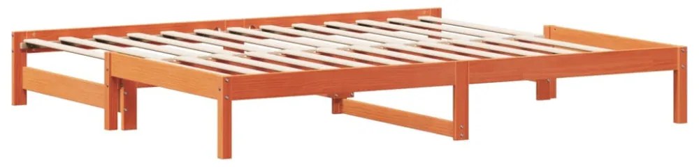 viaszbarna tömör fenyőfa kihúzható kanapéágy 90 x 190 cm