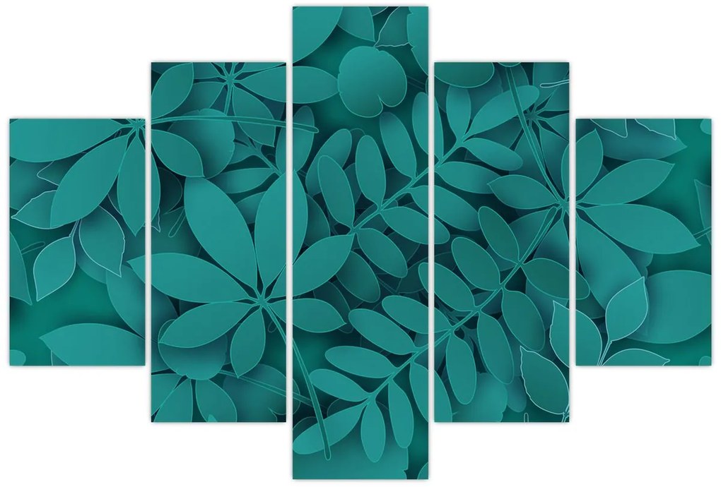 Kép - Türkiz levelek (150x105 cm)