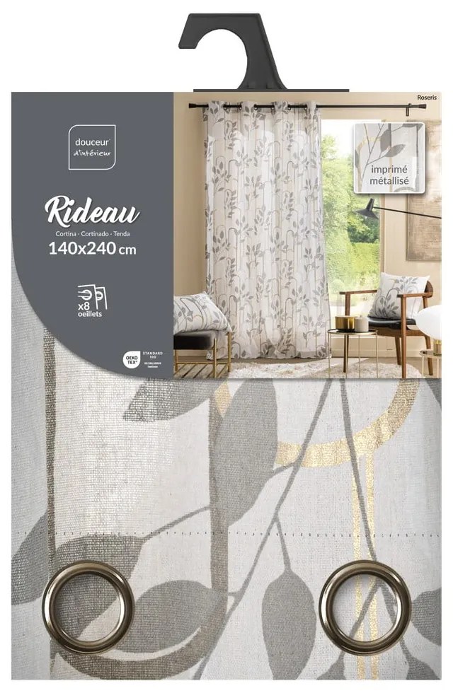 Szürke függöny 140x240 cm Roseris – douceur d'intérieur