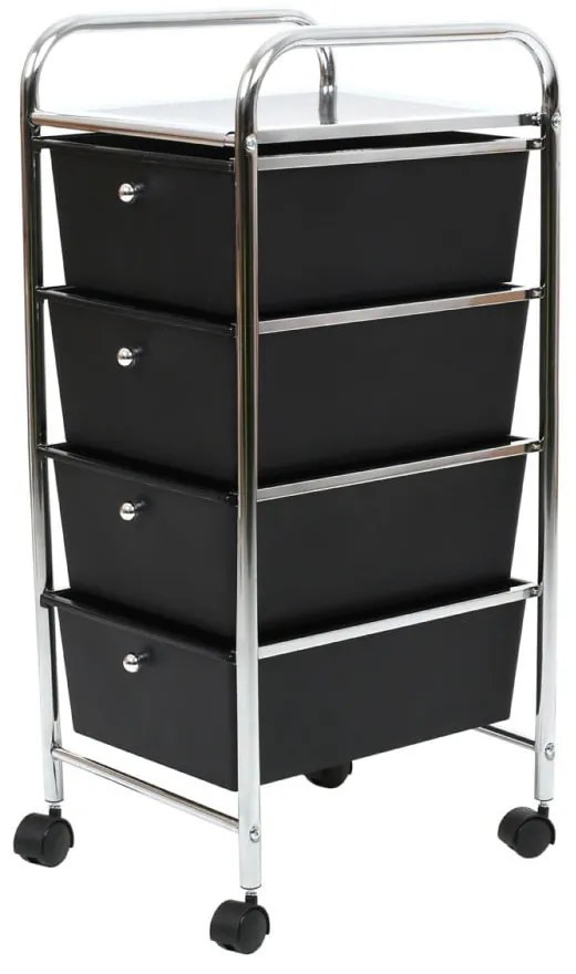 Fekete-ezüstszínű műanyag gurulós polcos állvány 33x79 cm – Premier Housewares