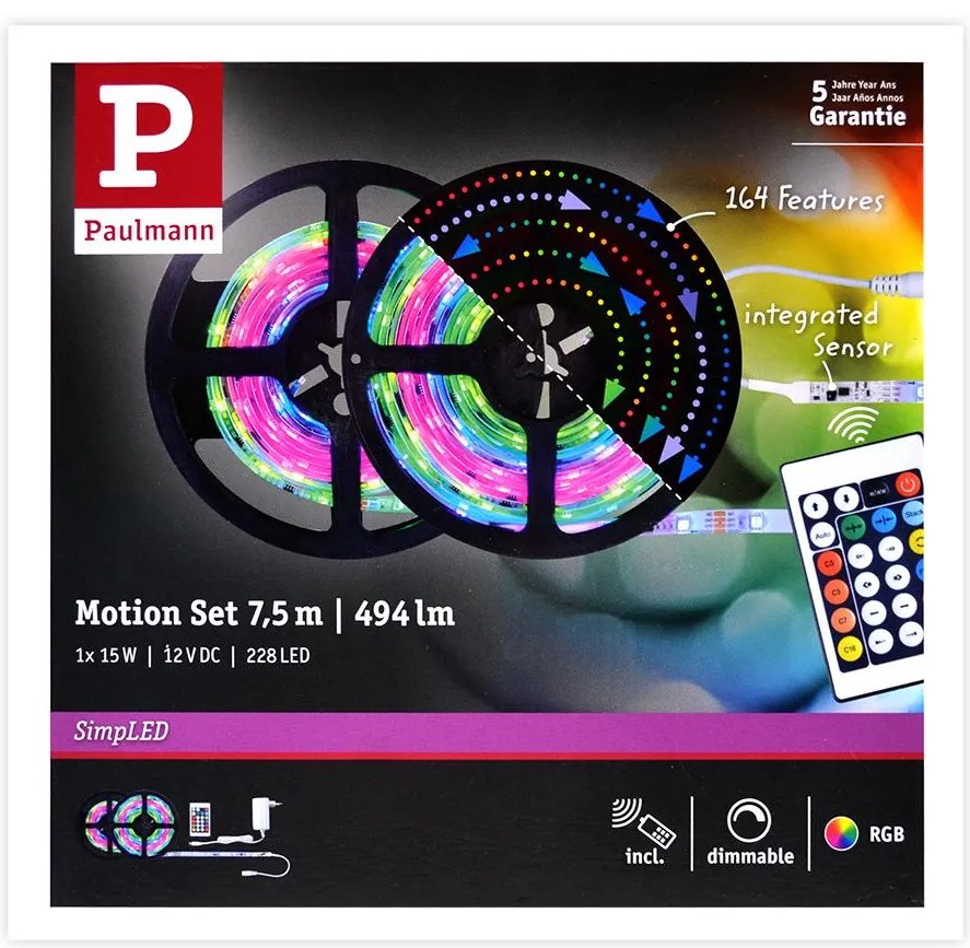 Paulmann 70514 - LED RGB/15W Dimmelhető szalag SIMPLED 7,5m 230V + távirányító