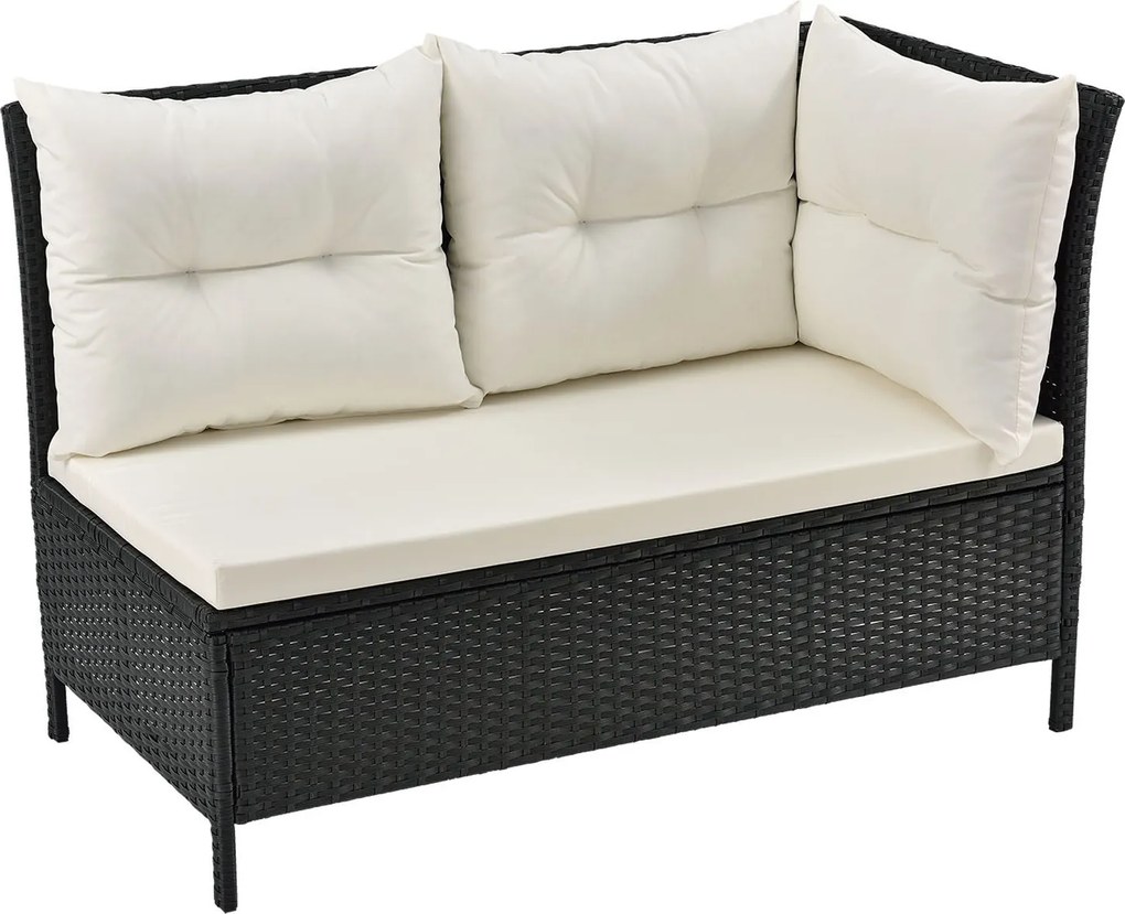 Juskys Manacor kerti rattan szett - fekete/krémszínű párnák