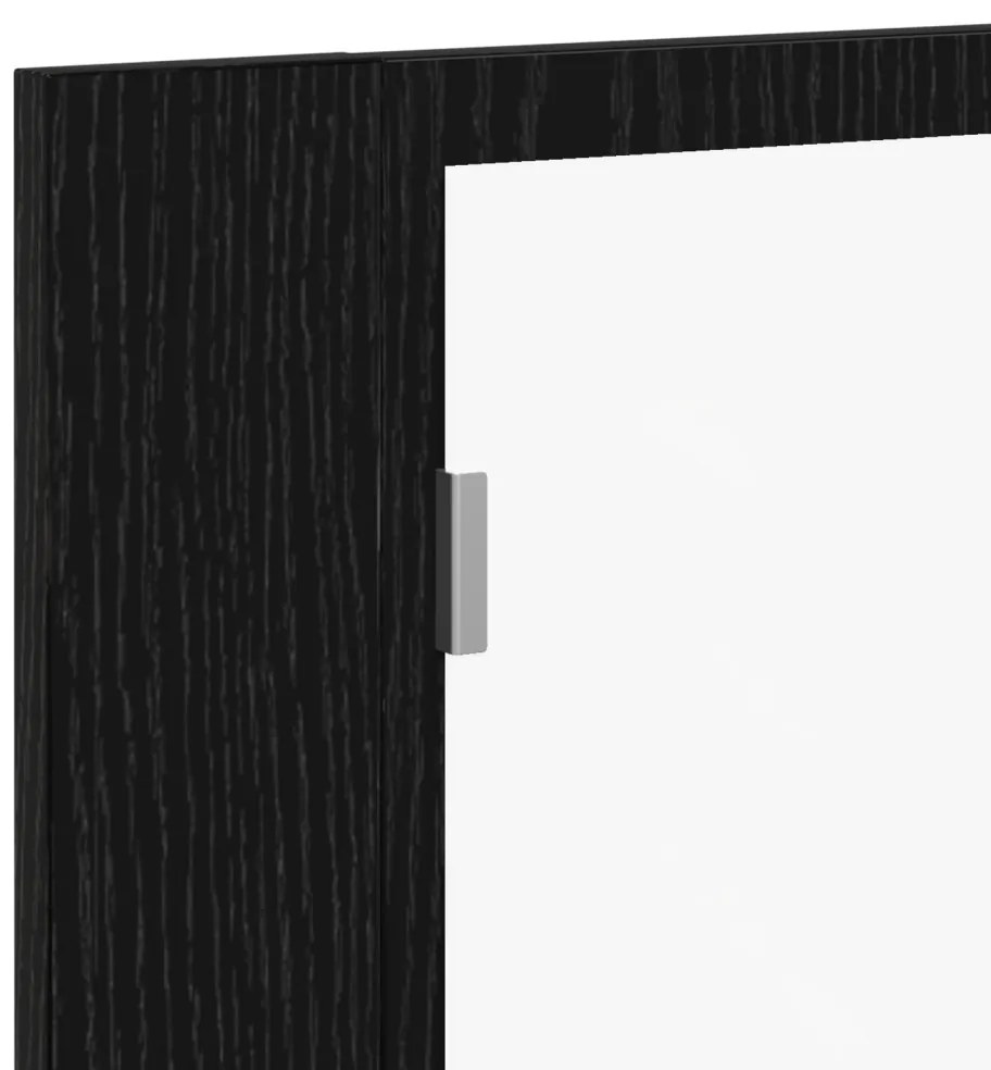 LED fürdőszobai tükörszekrény fekete tölgyből, 60x12x45 cm, mérnöki fa