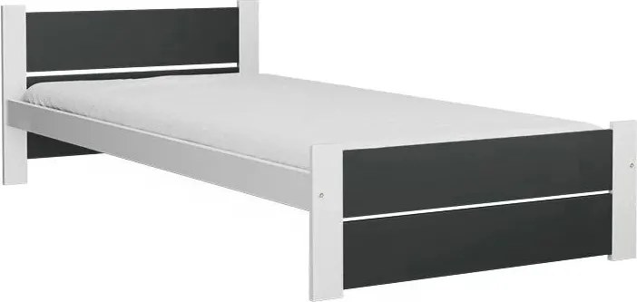 Ágy IKAROS DOUBLE 80 x 200 cm, antracit/fehér Matrac: Coco Maxi matrac 20 cm, Ágyrács: Deszkás ágyráccsal