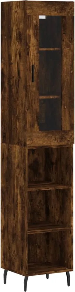 vidaXL füstös tölgy színű szerelt fa magasszekrény 34,5x34x180 cm
