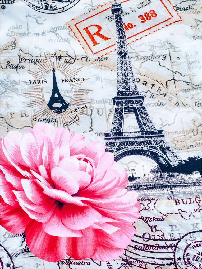 Fotótapéta Virágok Eiffel Vintage vinil térkép 184x254 +ragasztó