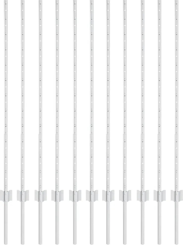 vidaXL Kerítésoszlop 11 pcs Ezüst 120 cm Acél