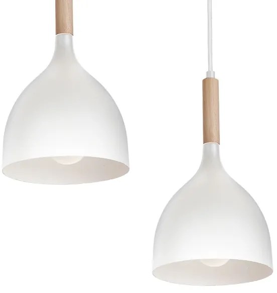 Csillár zsinóron NOAK 5xE27/15W/230V fehér/bükkfa