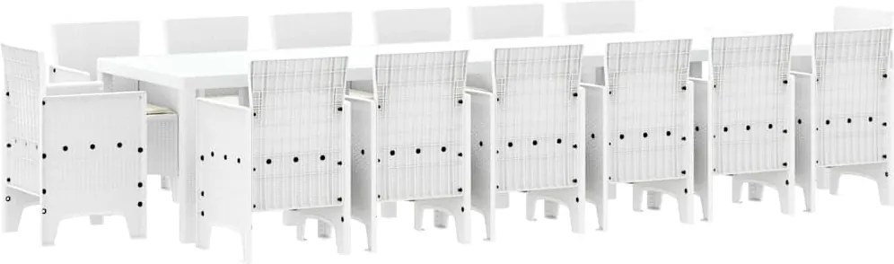 vidaXL Kert étkező szett 15 pcs Fehér Polt rattan