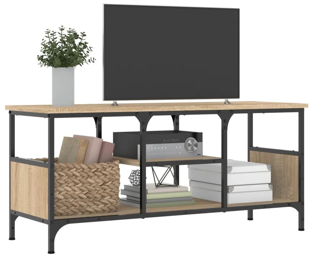 sonoma tölgy színű szerelt fa és vas TV-szekrény 100x35x45 cm