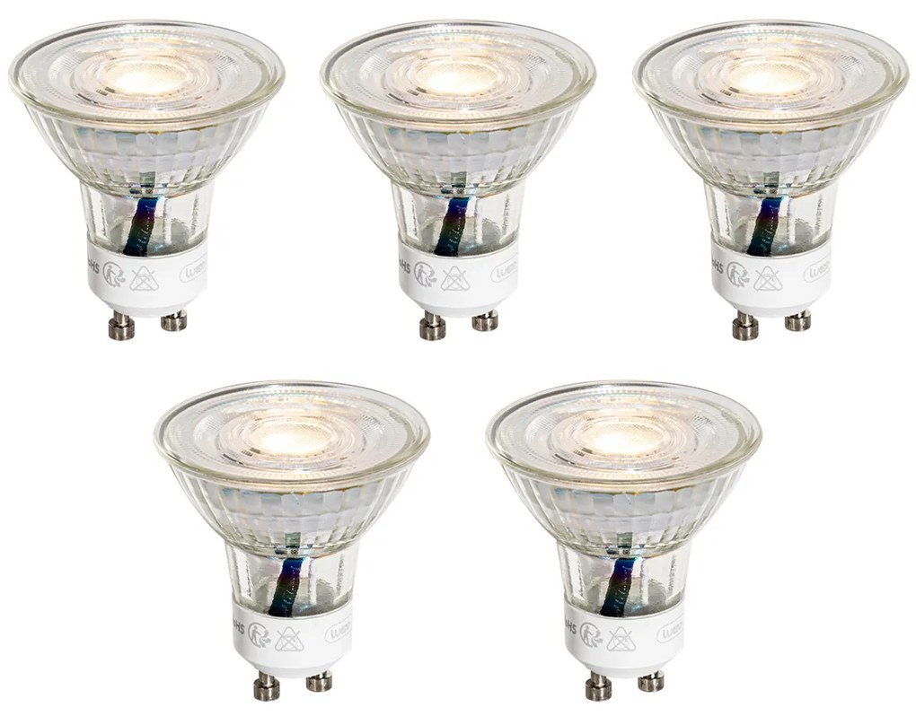 5 db-os GU10 50 mm-es átlátszó LED izzó szett 3W 230 lm 2700K