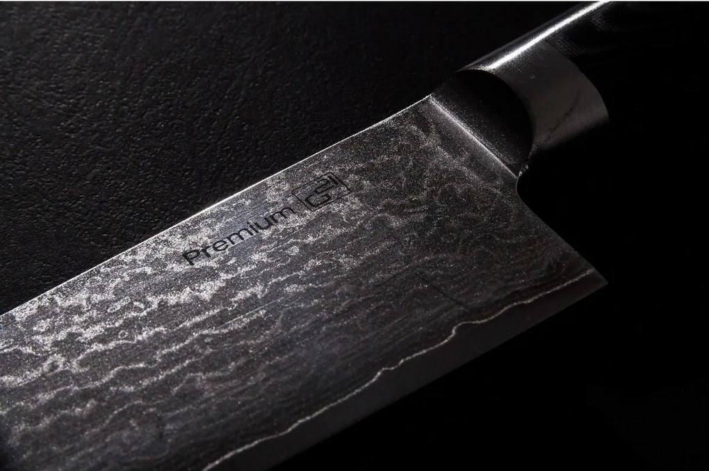 G21 Damascus Premium késkészlet bambusz blokkban, doboz, 3 db + köszörűkő