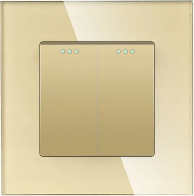 Villanykapcsoló 2G1W Dupla Mechanikus Üveg Keret FI60 Arany