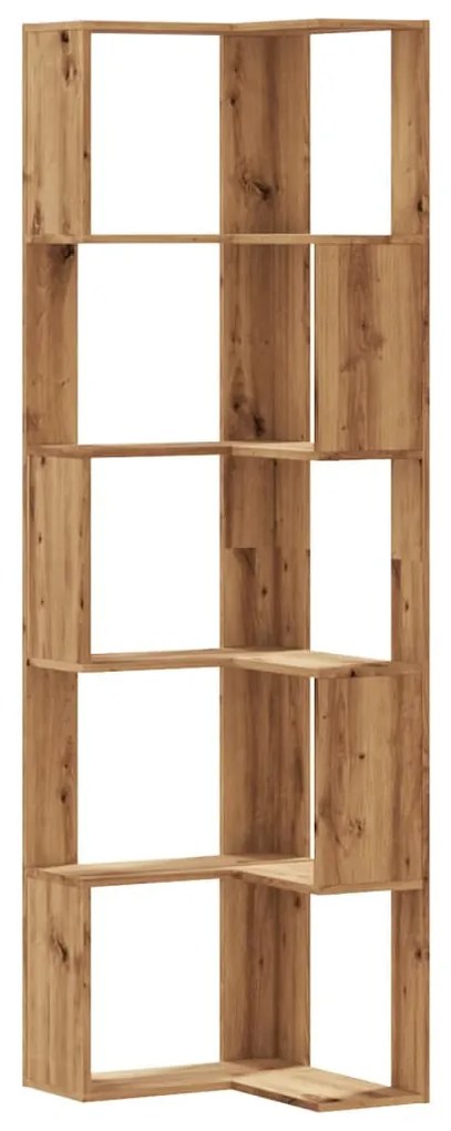 5 szintes szerelt fa sarok könyvespolc 50 x 50 x 179cm