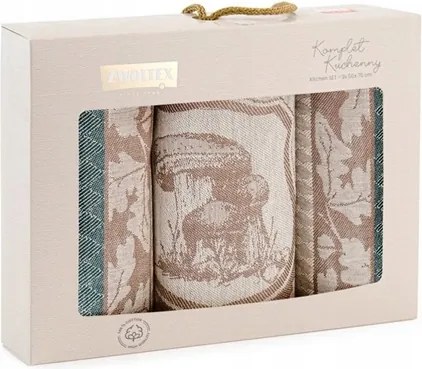 Konyhai törlőkendő szett ajándék dobozban 3 db-os barna