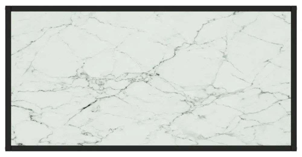 fekete dohányzóasztal fehér márvány mintás üveggel 100x50x35 cm