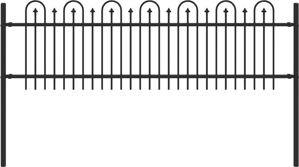 vidaXL Tüske Íves Kerítés Fekete 200 x 130 cm Porszórt acél