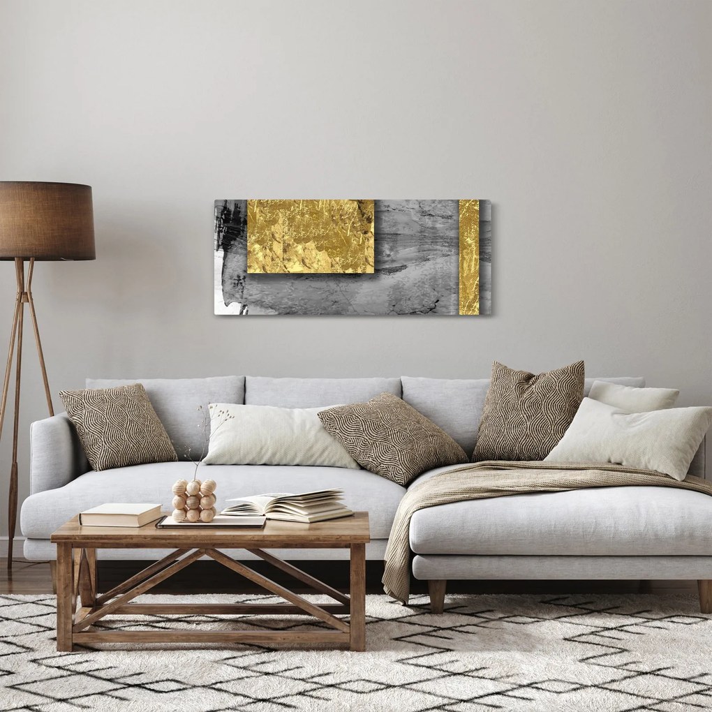 Kép - Arany négyzetek N⁰2 (120x50 cm)