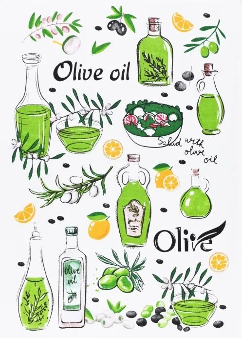 EMI OLIVE OIL mintás 3 db-os konyharuha szett