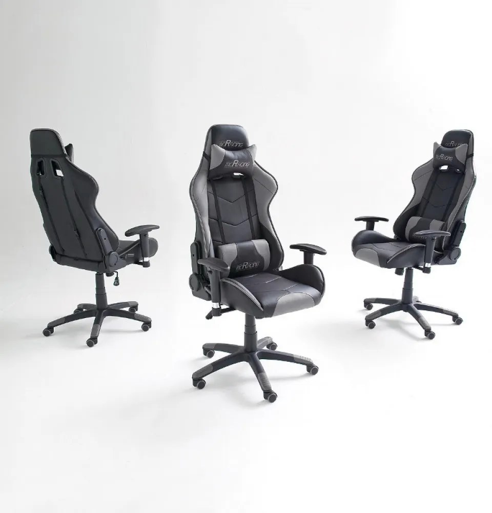 MCracing 6 vezetői forgószék szürke - fekete színben TILT mechanizmussal