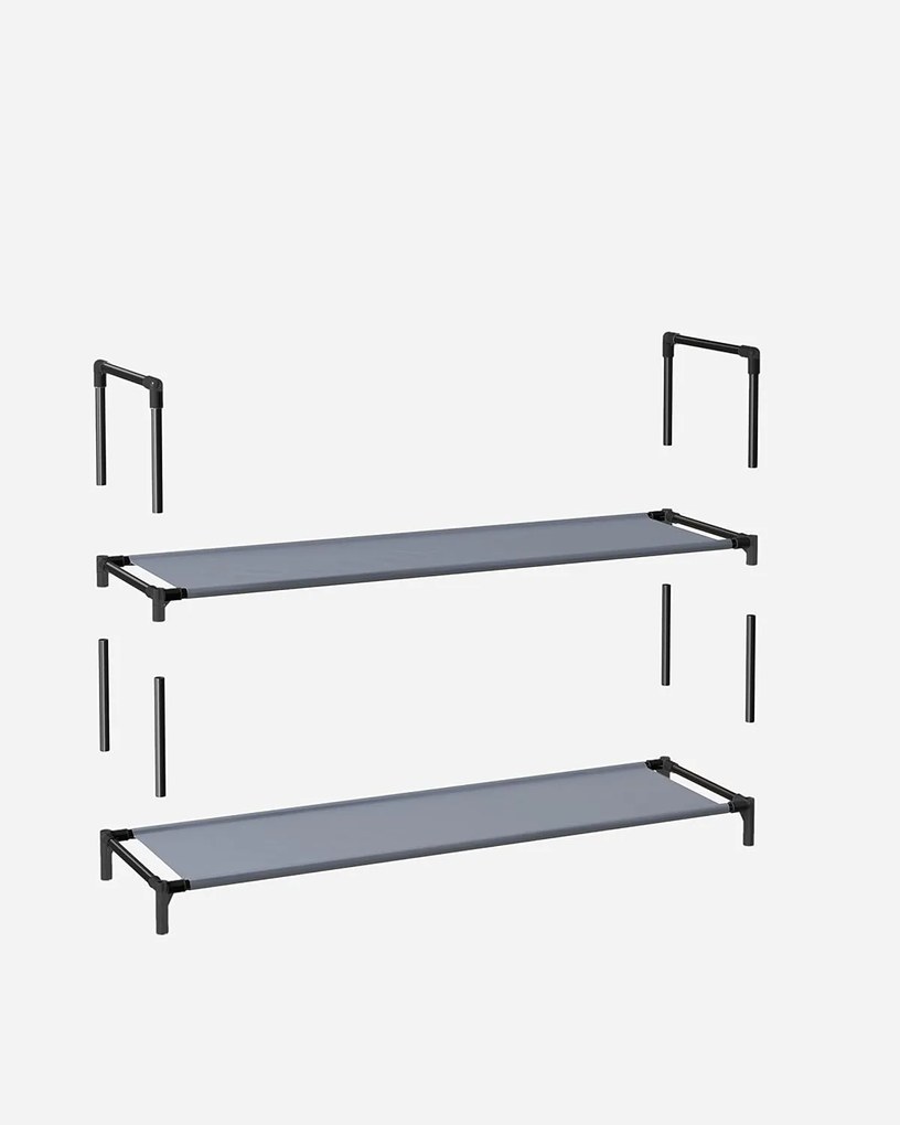 10 szintes cipőtartó, cipőállvány,  45 x 28 x 173 cm, fém váz, szürke