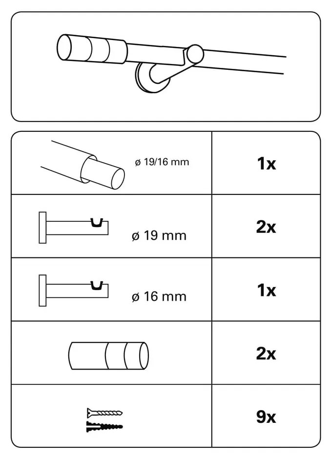 Fém bővíthető függönykarnis 120 - 210 cm Kreta - Gardinia