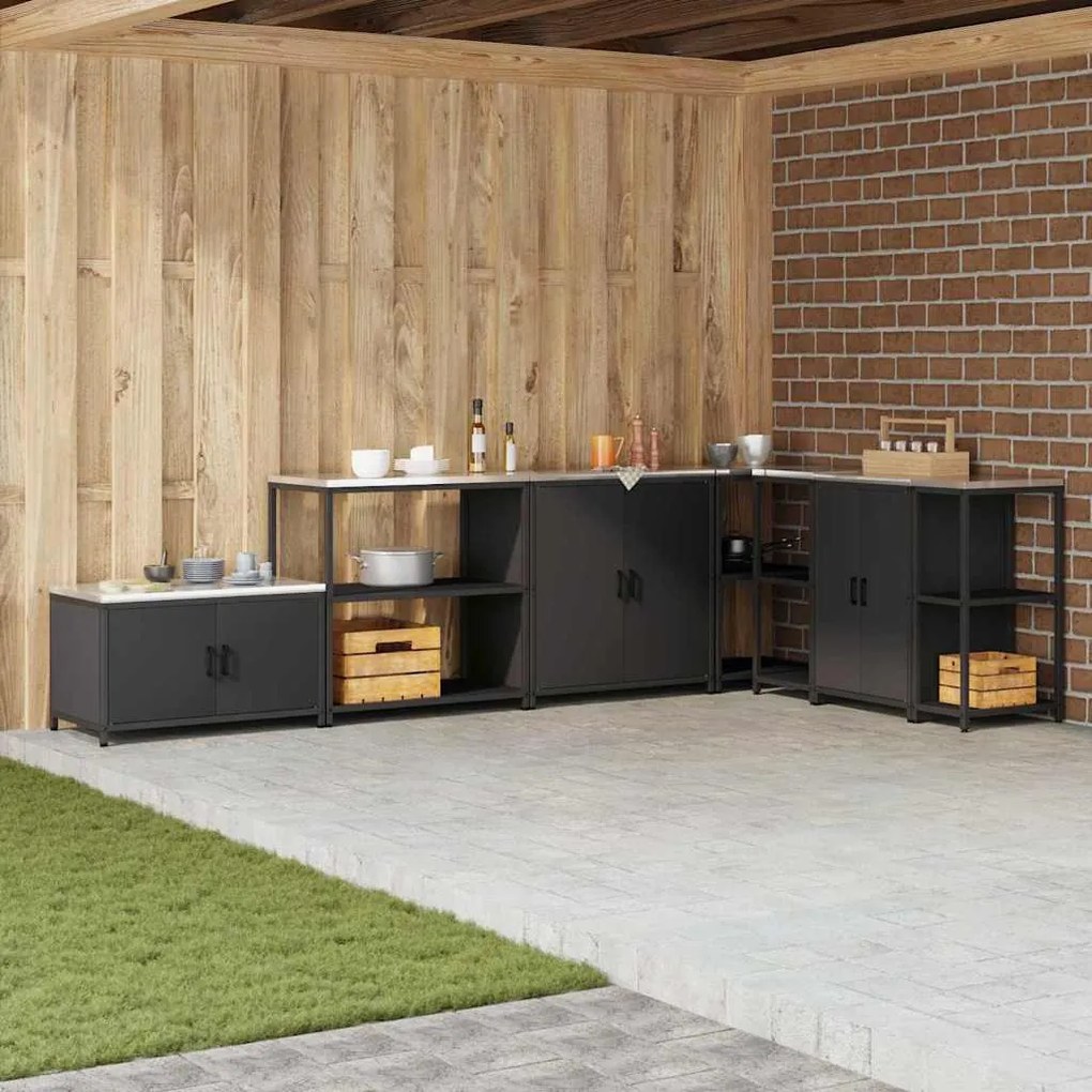 Konyhai tárolópolc polcokkal tárolóval Fekete Acél