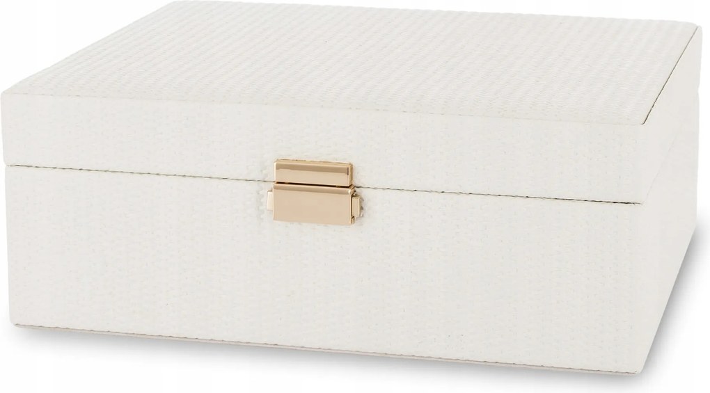 Fehér ékszerdoboz bőrszerű szövet