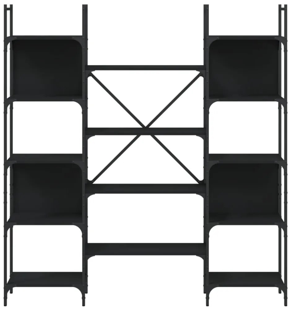 fekete szerelt fa könyvespolc 155,5 x 24 x 166,5 cm