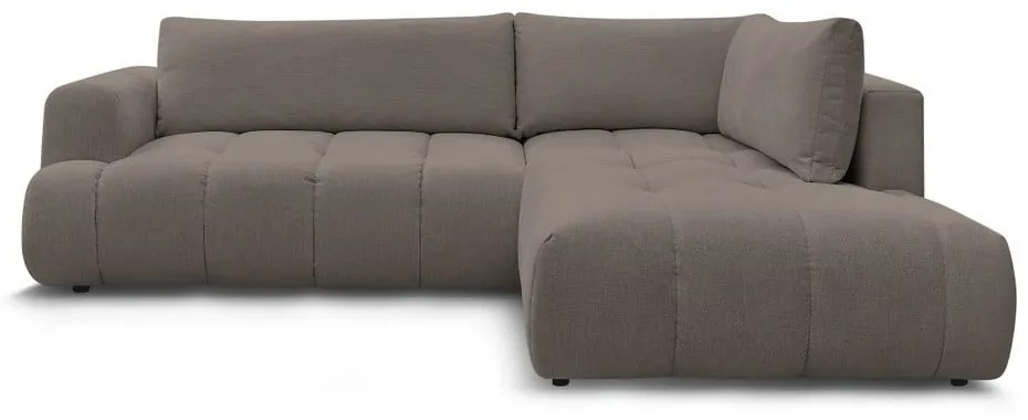 Szürkésbarna kinyitható-tárolóhelyes sarokkanapé (jobb oldali-L alakú) Fuji – Bobochic Paris