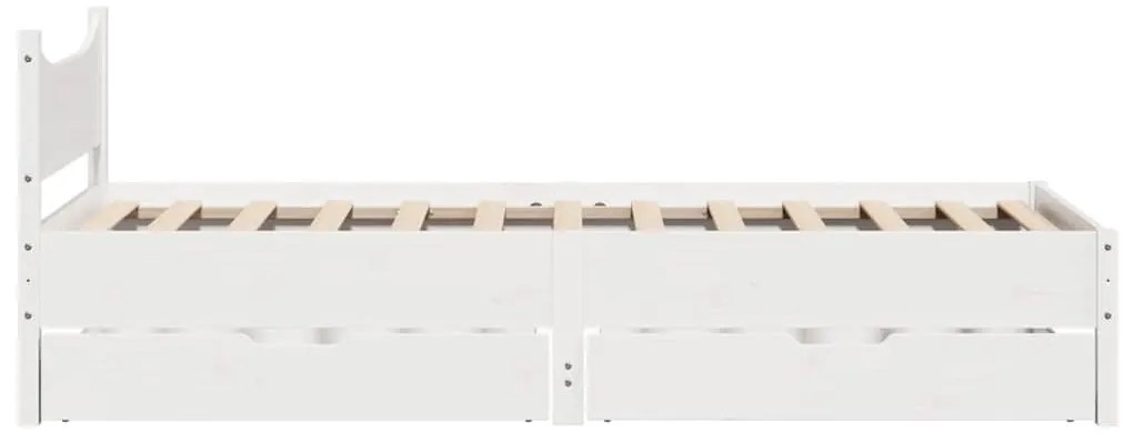 fehér tömör fenyőfa ágykeret fiókokkal 75 x 190 cm