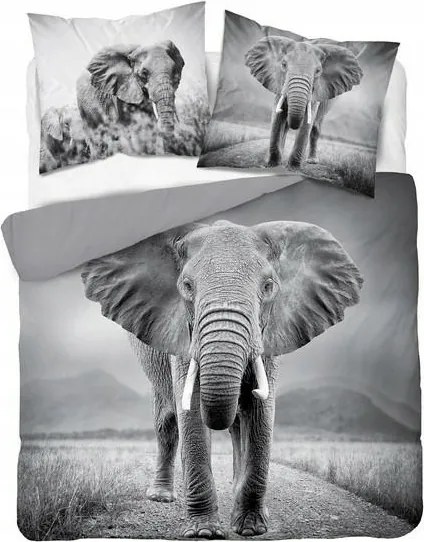 Pamut ágyneműhuzat 160x200 Elefánt szürke ifjúsági Elefánt elephant Holland