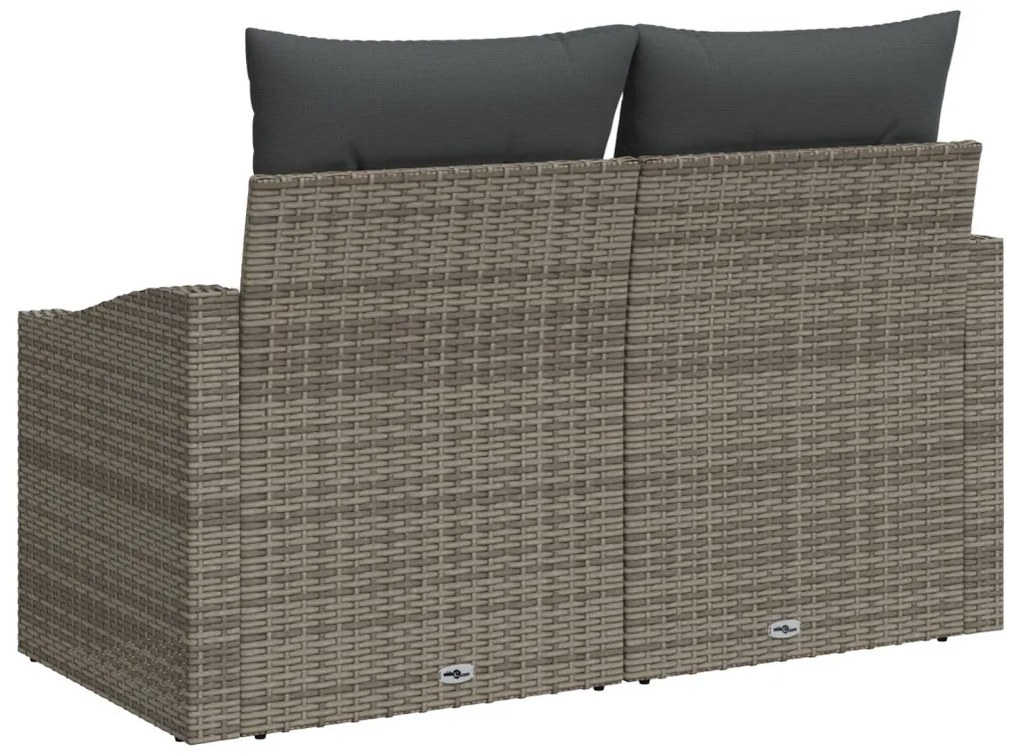 2-fős Kertisofa Tárolóval és Párnákkal Szürke Poly Rattan