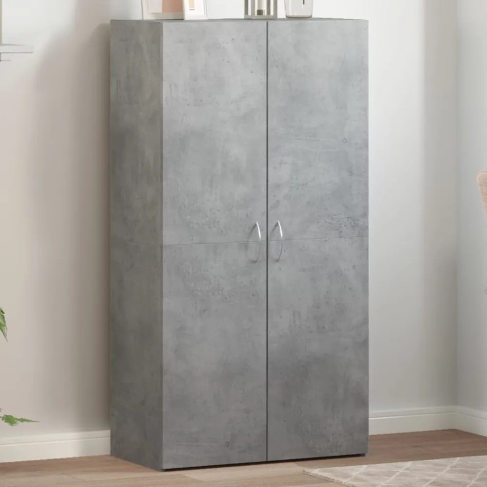 betonszürke szerelt fa irattartó szekrény 60 x 32 x 115 cm