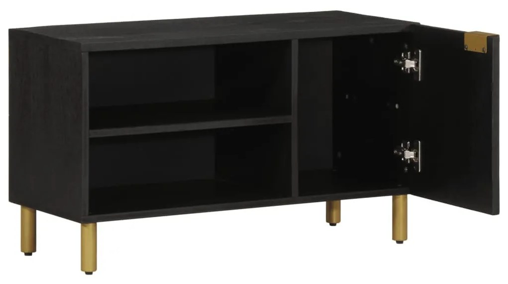 fekete szerelt fa TV-szekrény 80 x 33 x 46 cm