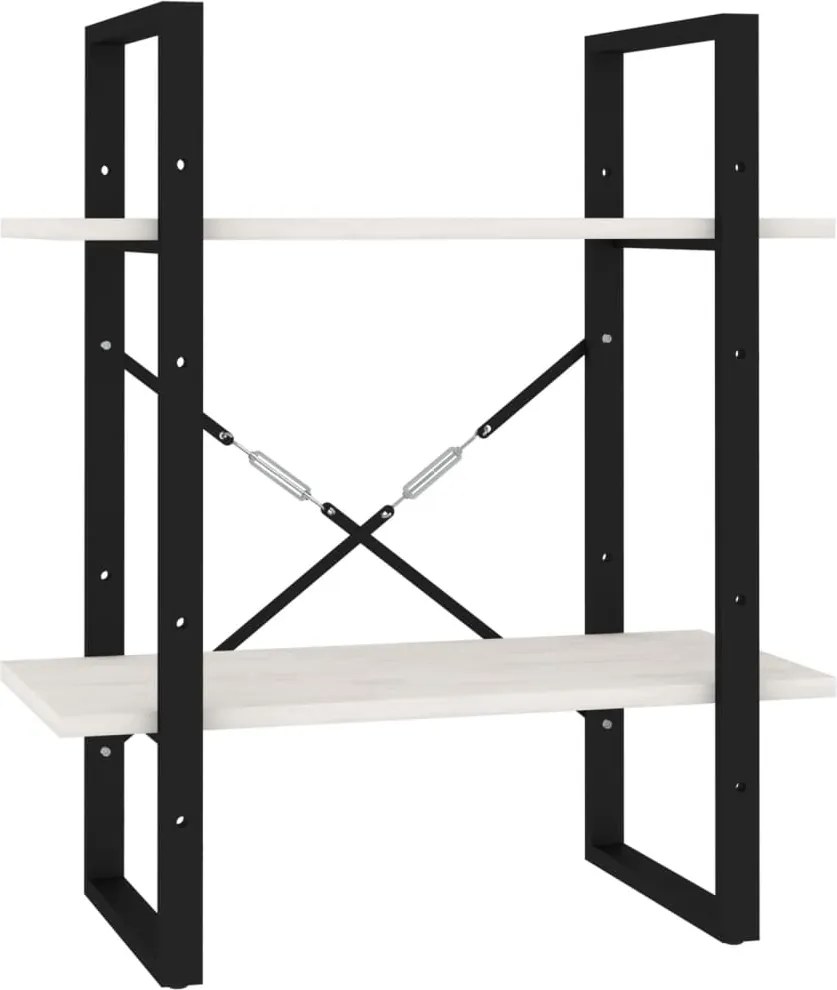 vidaXL kétszintes fehér tömör fenyőfa könyvszekrény 60 x 30 x 70 cm