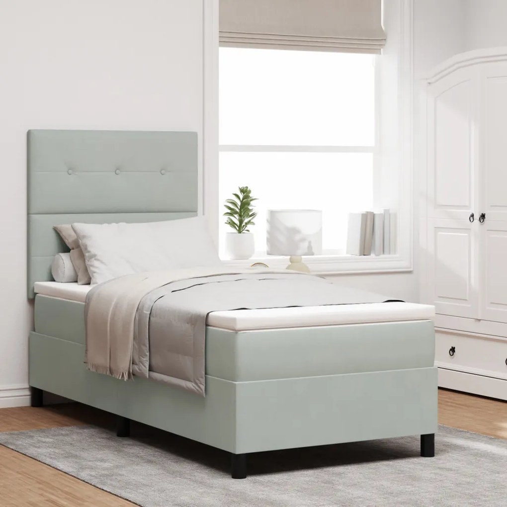 Boxspring Ágy Matrac Különböző Szürke Egyágyas Bársonyos