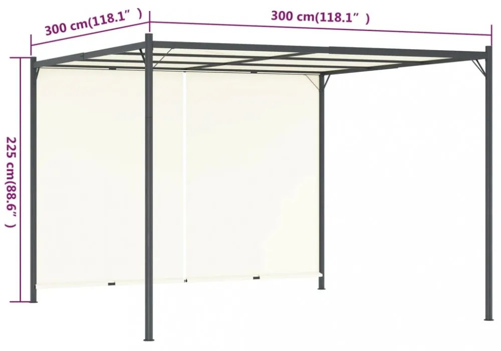 fehér-krémszínű acélpergola állítható tetővel 3 x 3 m