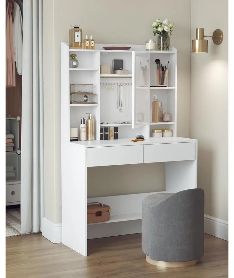 Fésülködőasztal LED világítással, fehér