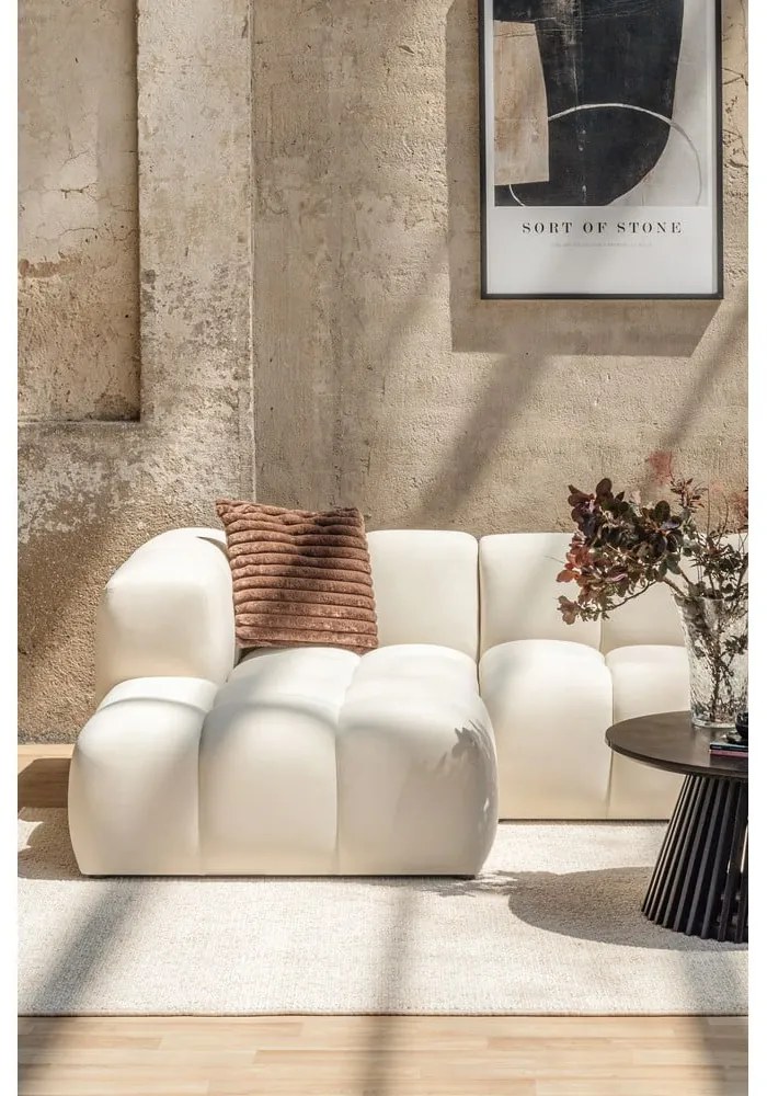 Szürkésbarna bársony sarokkanapé (bal oldali-heverő résszel) Cube – Bonami Selection