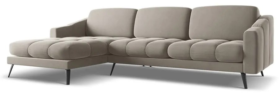 Bézs bársony sarokkanapé (bal oldali) Nalu – Makamii