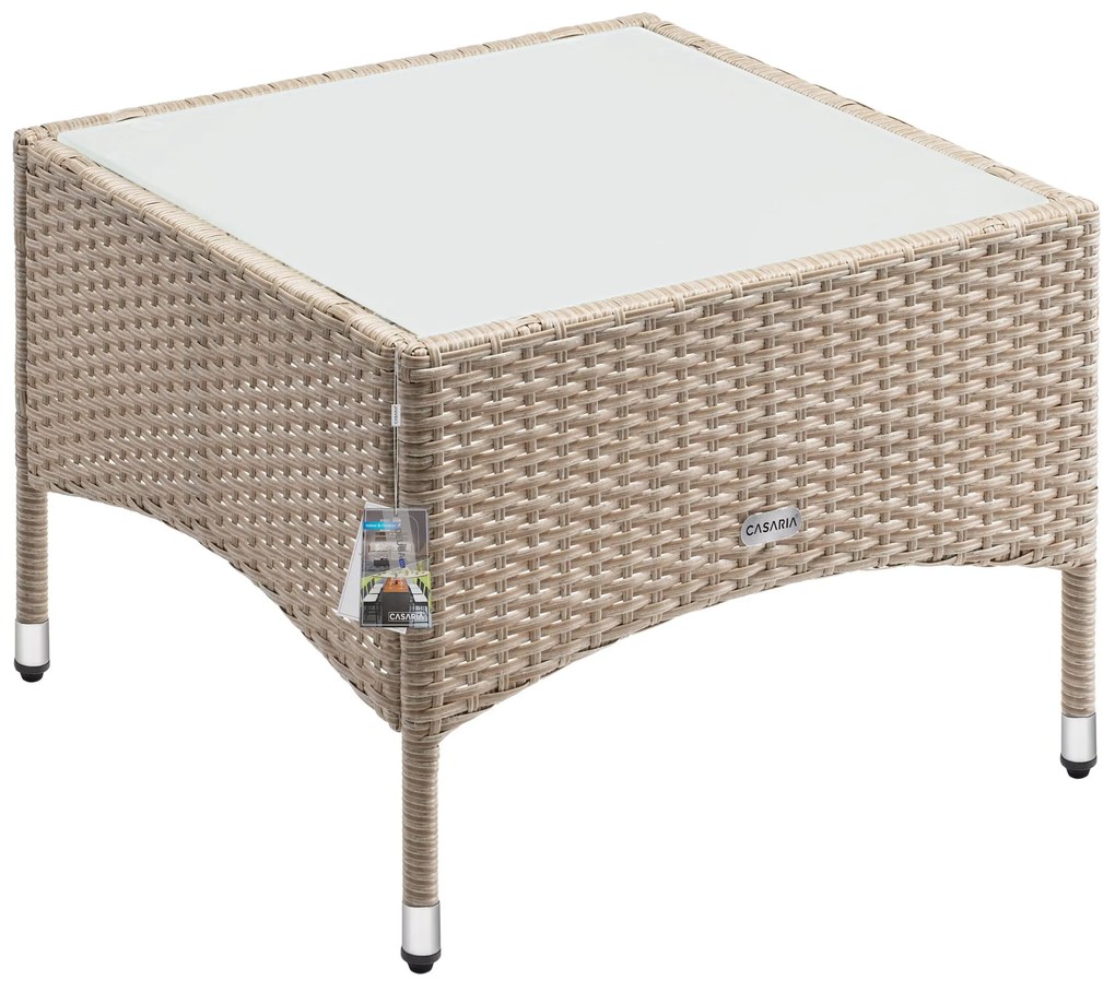 Casaria® Rattan asztal 58x58x42 cm - bézs színű